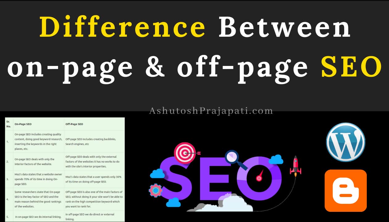 Difference Between On Page SEO and Off Page SEO